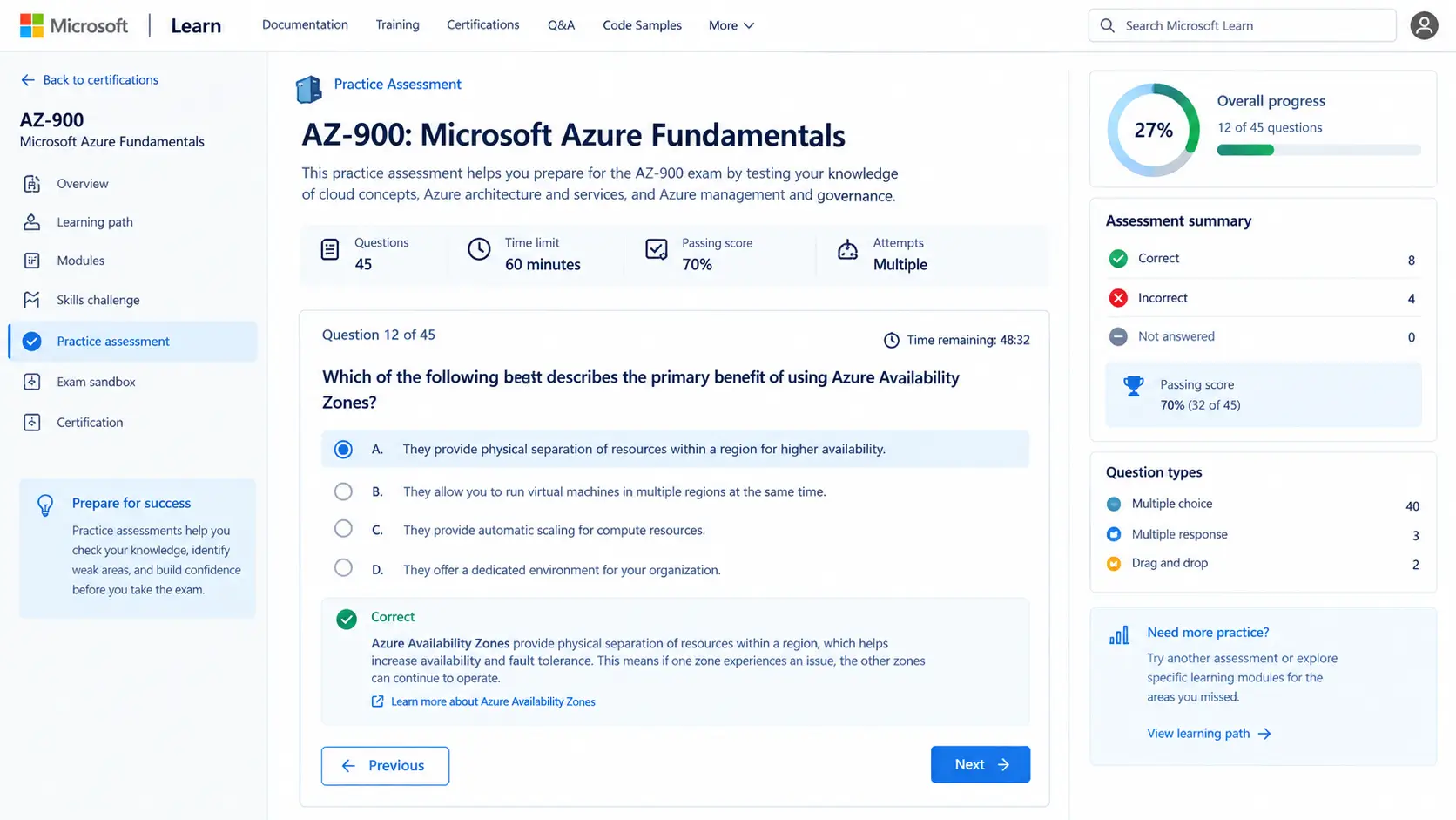 check-az-900-preparation-with-microsoft-practice-assessment